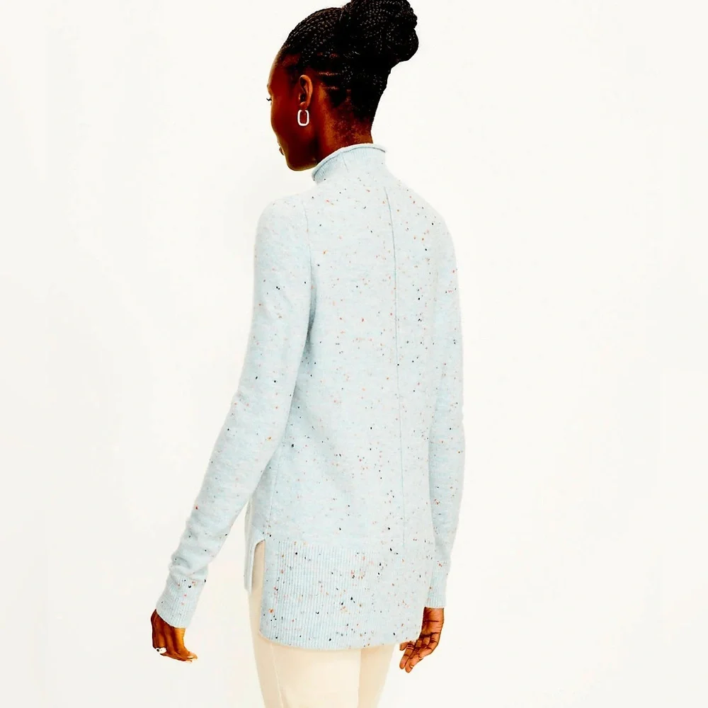 GUC Loft Flecked Mock Neck Tunic Sweater, Size M (8/10) - Picture 2 of 8